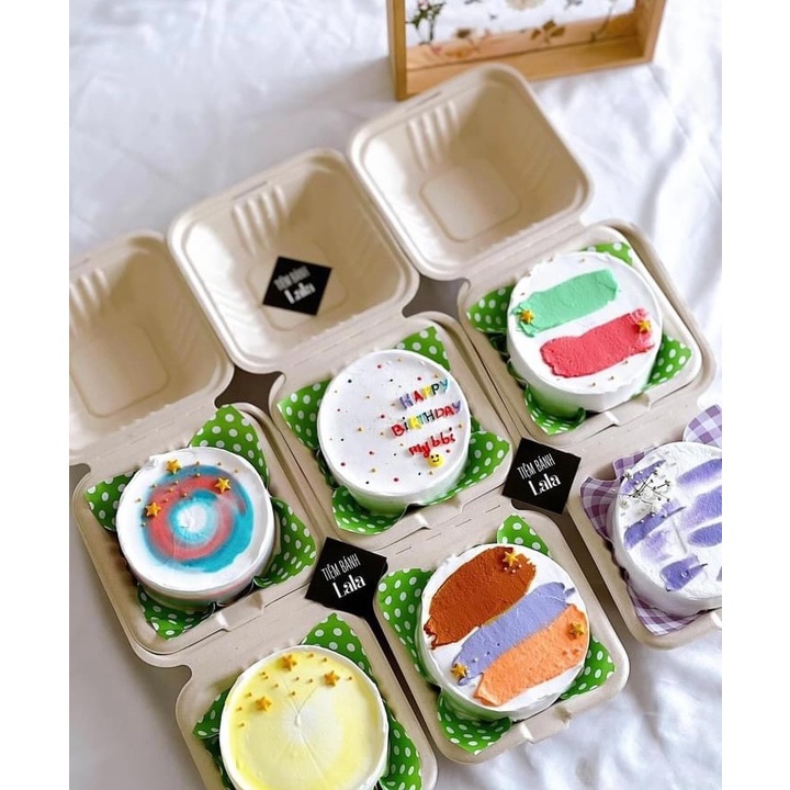 50 Hộp Bã Mía vuông màu be đựng Bánh, Hamburger, bento, bánh kem, dùng một lần Kích thước: 15*15*8cm