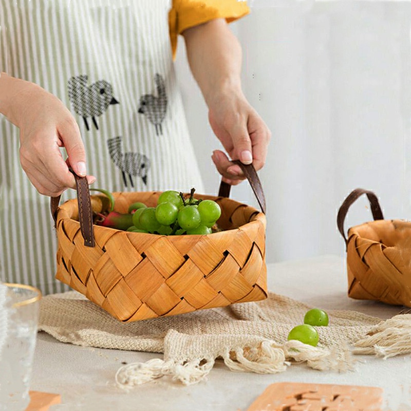 Giỏ Đan Mây Đựng Đồ Hình Vuông Nhỏ Gọn Tiện Dụng