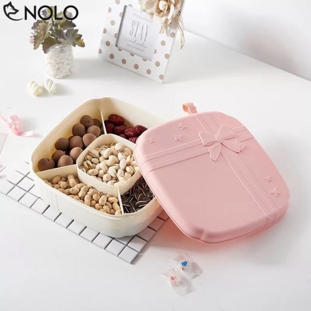 Khay đựng bánh kẹo vuông nơ
