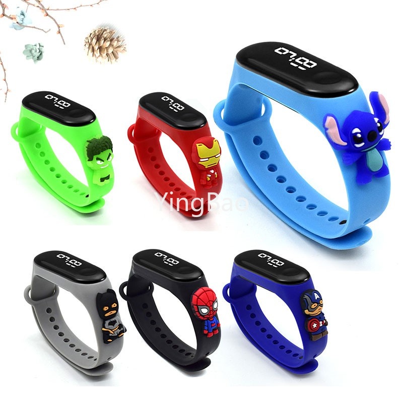 Đồng Hồ Đeo Tay Kỹ Thuật Số LED Dây Silicon Chống Thấm Nước Kiểu Hoạt Hình Thời Trang Cho Bé