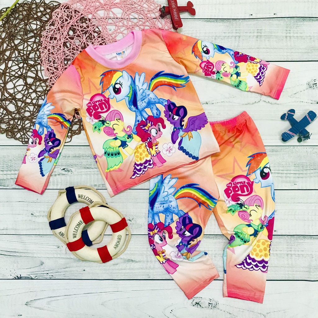 Bộ thu đông cho bé gái, quần áo trẻ em dài tay thun lạnh Pony mềm mịn, co giãn tốt thoải mái cho bé từ 10 - 40kg