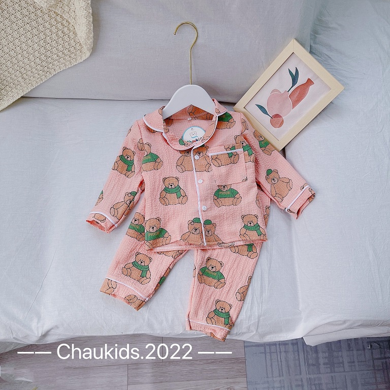 Bộ Pijama Dài Tay Cho Bé Chất Đũi Xốp Mềm Đẹp Họa Tiết Siêu Xinh DOBO057
