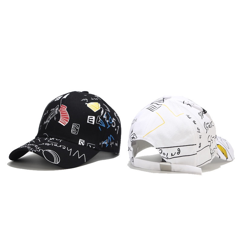 Mũ lưỡi trai LINJW họa tiết Graffiti phong cách Hàn Quốc 2021 cho cả nam và nữ
