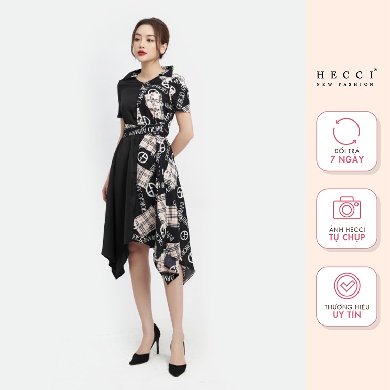 Đầm lụa thiết kế cao cấp HECCI có nơ thắt eo tôn dáng che khuyết điểm V187