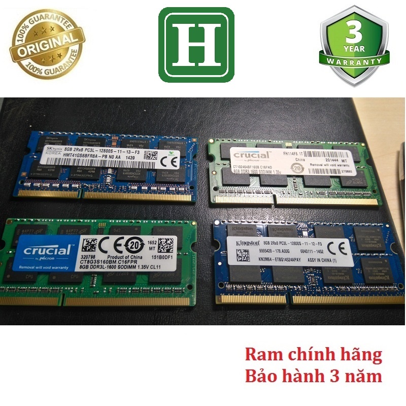 Ram Laptop 8GB DDR3 hoặc DDR3L và các loại khác, hàng chính hãng bảo hành 3 năm