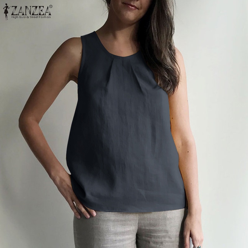 Áo thun ZANZEA không tay thời trang sành điệu cho nữ