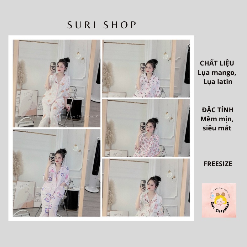 Đồ bộ pijama nữ mặc nhà quần dài tay cộc tiểu thư lụa đẹp mùa hè mặc mát