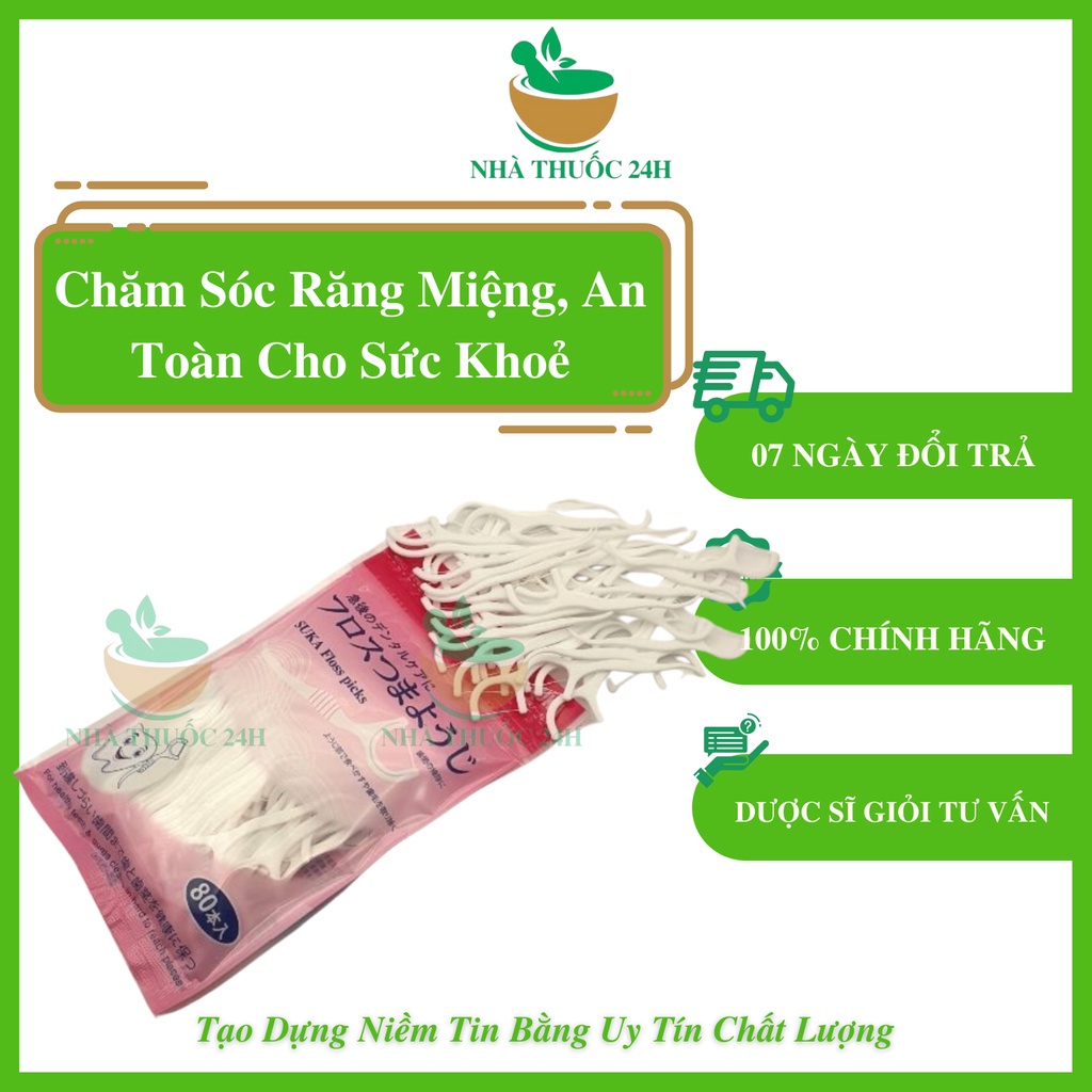 Tăm Chỉ Nha Khoa Suka Floss Pick Gói 80C Chăm Sóc Răng Miệng, An Toàn Cho Sức Khoẻ