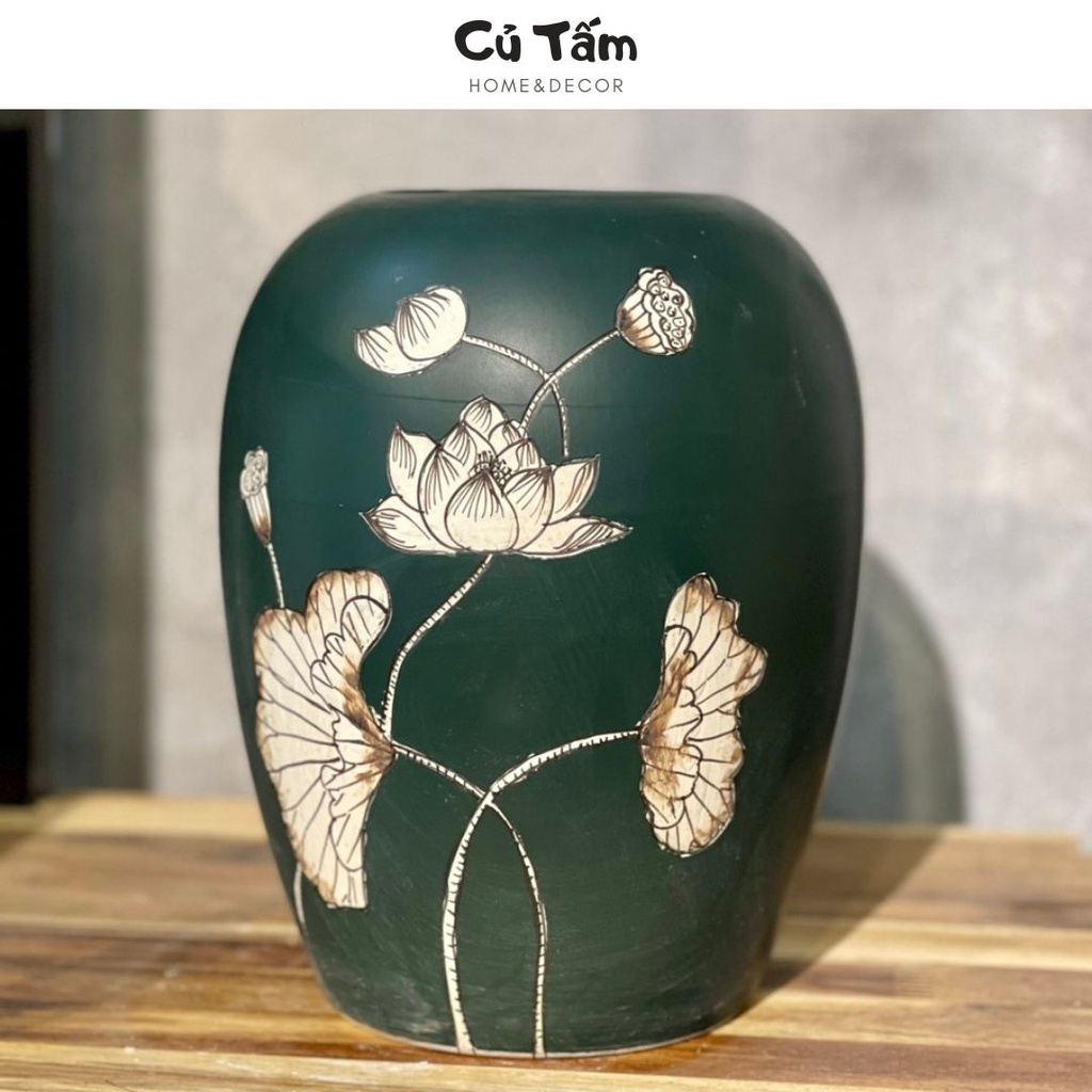 Bình hoa, lọ hoa gốm sứ Bát Tràng vẽ tay - cutam.homedecor