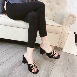 Guốc Nữ 5 Phân Chất Da Trang Trí Xích Đẹp Sang Hàng Loại 1 Size 35 - 39 Giá Xưởng