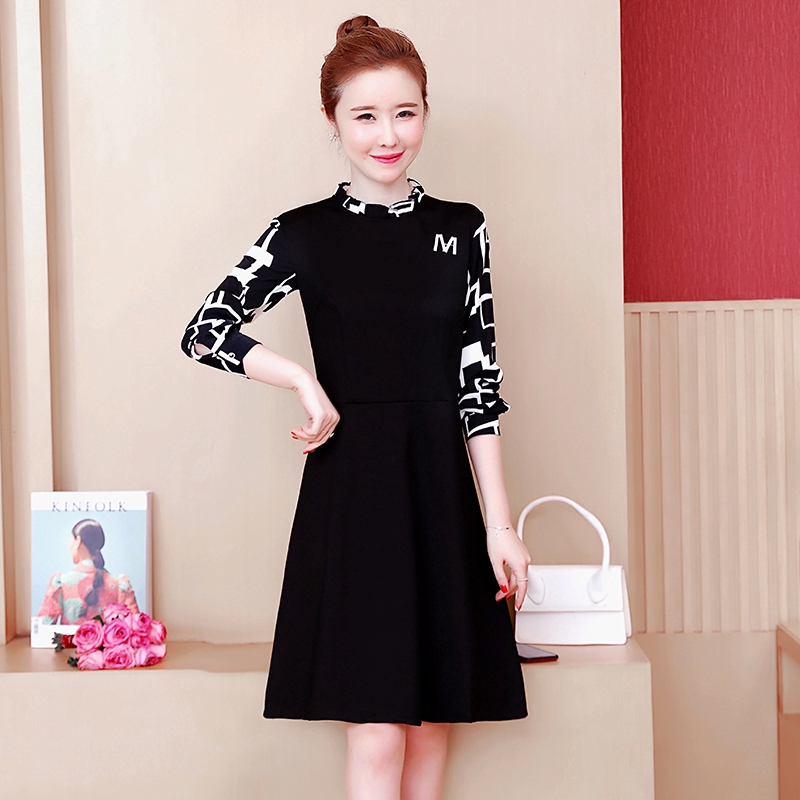 3XL 4XL 5XL Korean Fashion Long Sleeve Women Plus Size Midi Dress Black Loose Casual Midi Dresses
