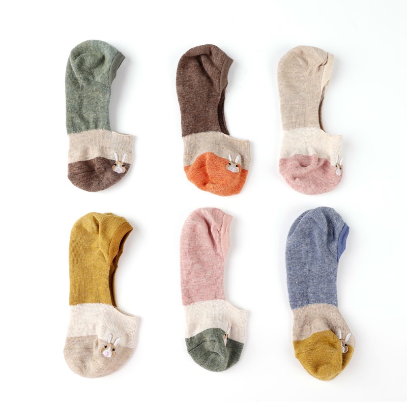 Vớ Thuyền Mềm Mại Co Giãn Không Trượt Thêu Họa Tiết Hoạt Hình Dễ Thương Dành Cho Nữ