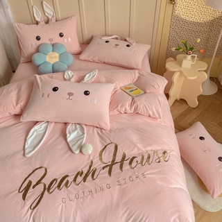 Set chăn ga gối nhung mịn hình thỏ hồng baby dreams