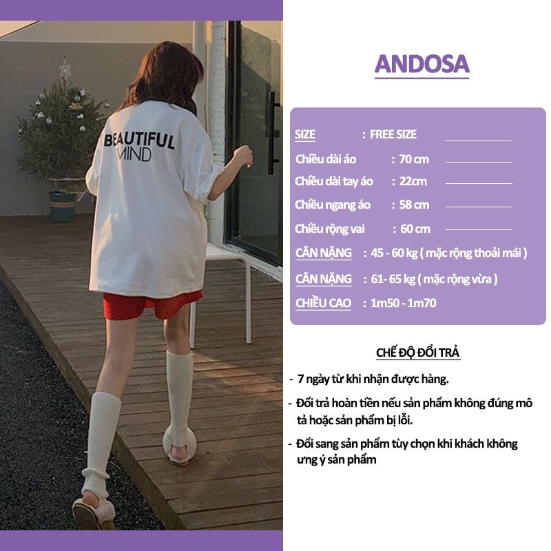 Áo thun nữ in hình cute cổ tròn tay ngắn form rộng unisex freesize hàng Quảng Châu ANDOSA AT04