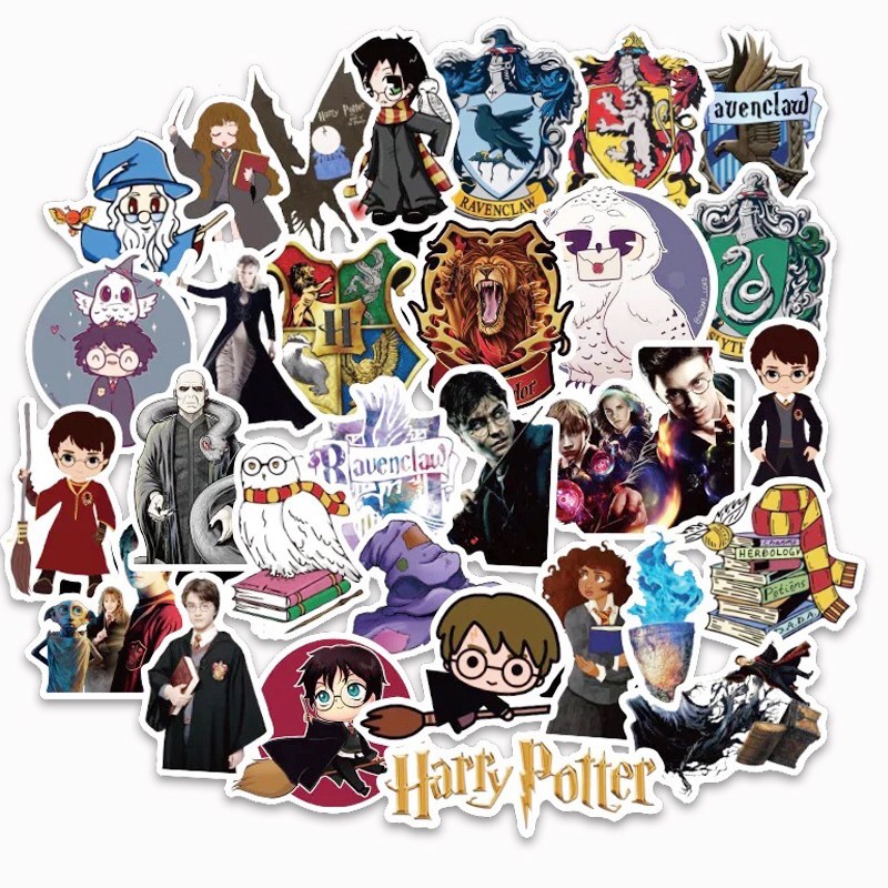 combo 30-60 sticker harry postter decal ép lụa bóc dán/ hình dán harry postter