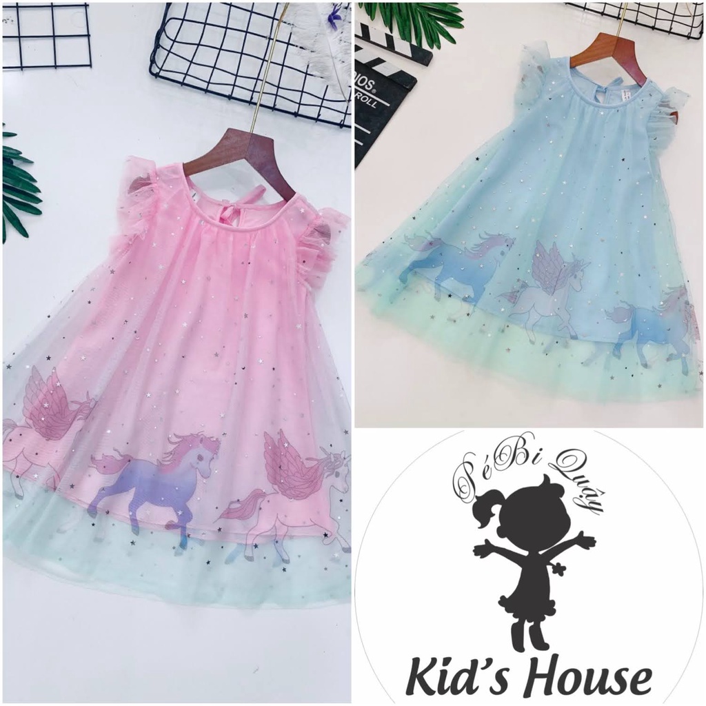 ĐẦM CÔNG CHÚA HỌA TIẾT KỲ LÂN PONY DÁNG ACHO BÉ GÁI