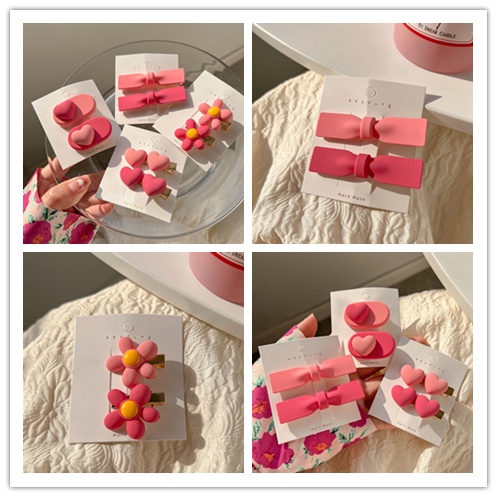 Kẹp Tóc Hình Nơ Họa Tiết Trái Tim Thời Trang Xinh Xắn Cho Nữ