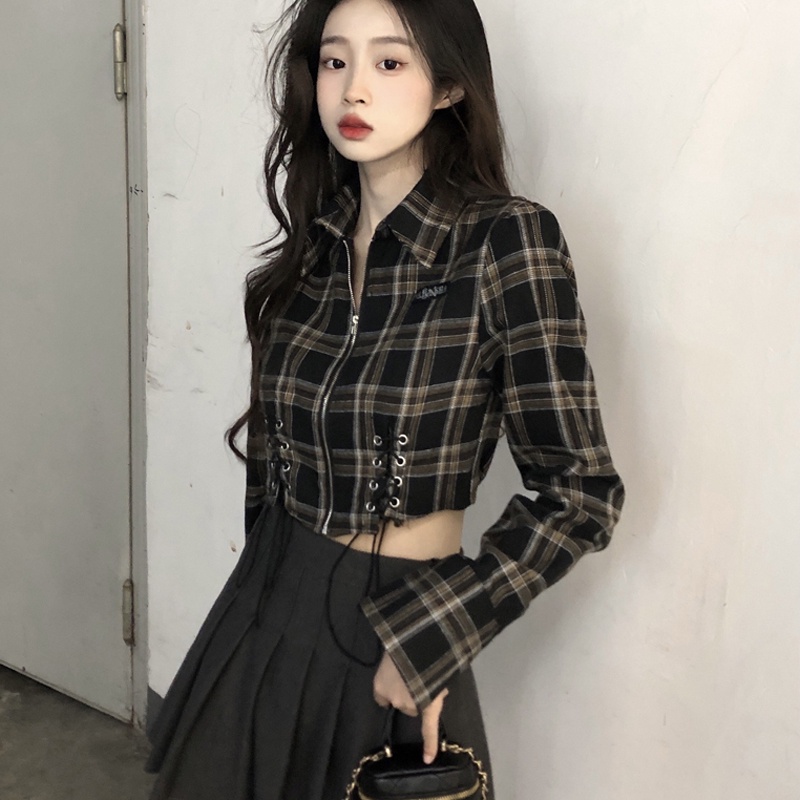 Áo Sơ Mi Tay Dài Cổ POLO Họa Tiết Kẻ Sọc Thời Trang Cao Cấp Cho Nữ