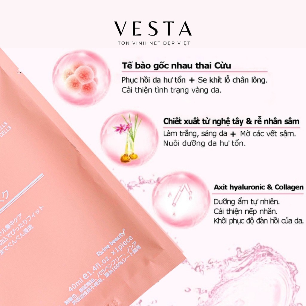 Mặt Nạ Nhau Thai Cừu Nhật Bản Hộp 50 Miếng - Mask Giấy Rwine Dưỡng Da Dưỡng Ẩm 40ml