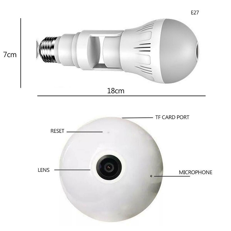 360 Degree Panoramic Wifi Camera Light Bulb HD 1080P Security IP Camera Night Vision