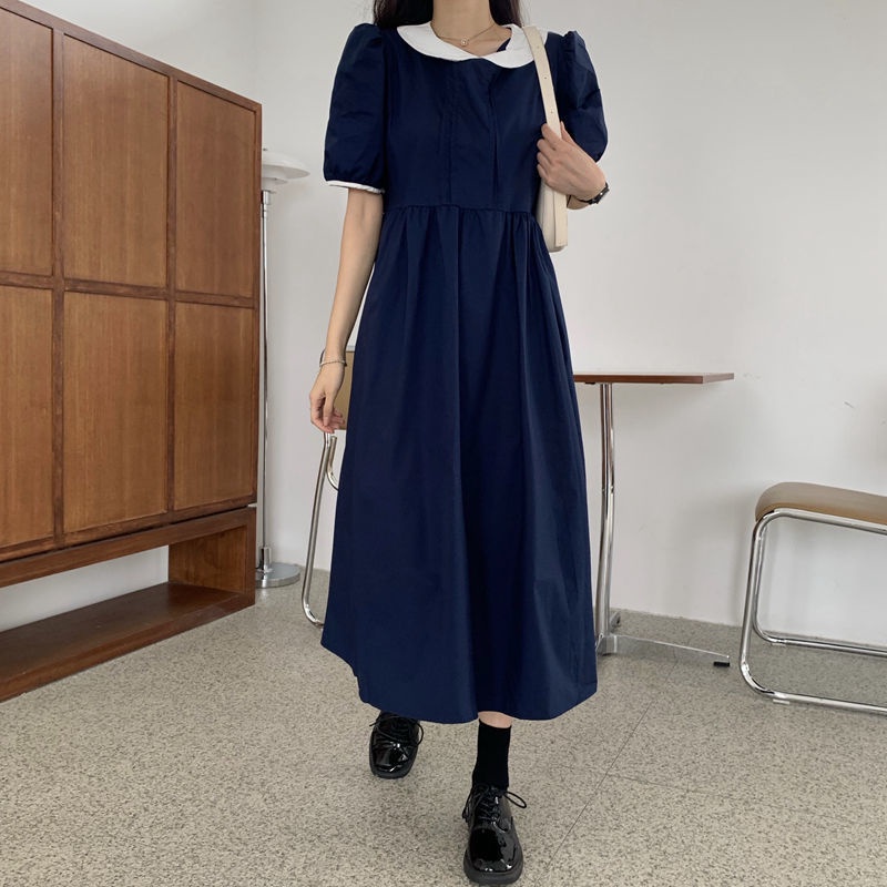 Đầm Midi Dáng Rộng Cổ Búp Bê Phong Cách Thời Trang Nhật Hàn Dành Cho Nữ