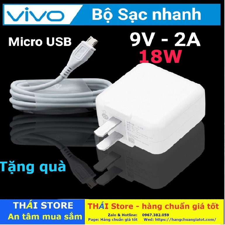 Bộ sạc nhanh VIVO chính hãng BK-T-01Q, công suất sạc 18W, cáp USB - Micro USB - (Mã SA09)- bảo hành 6 tháng