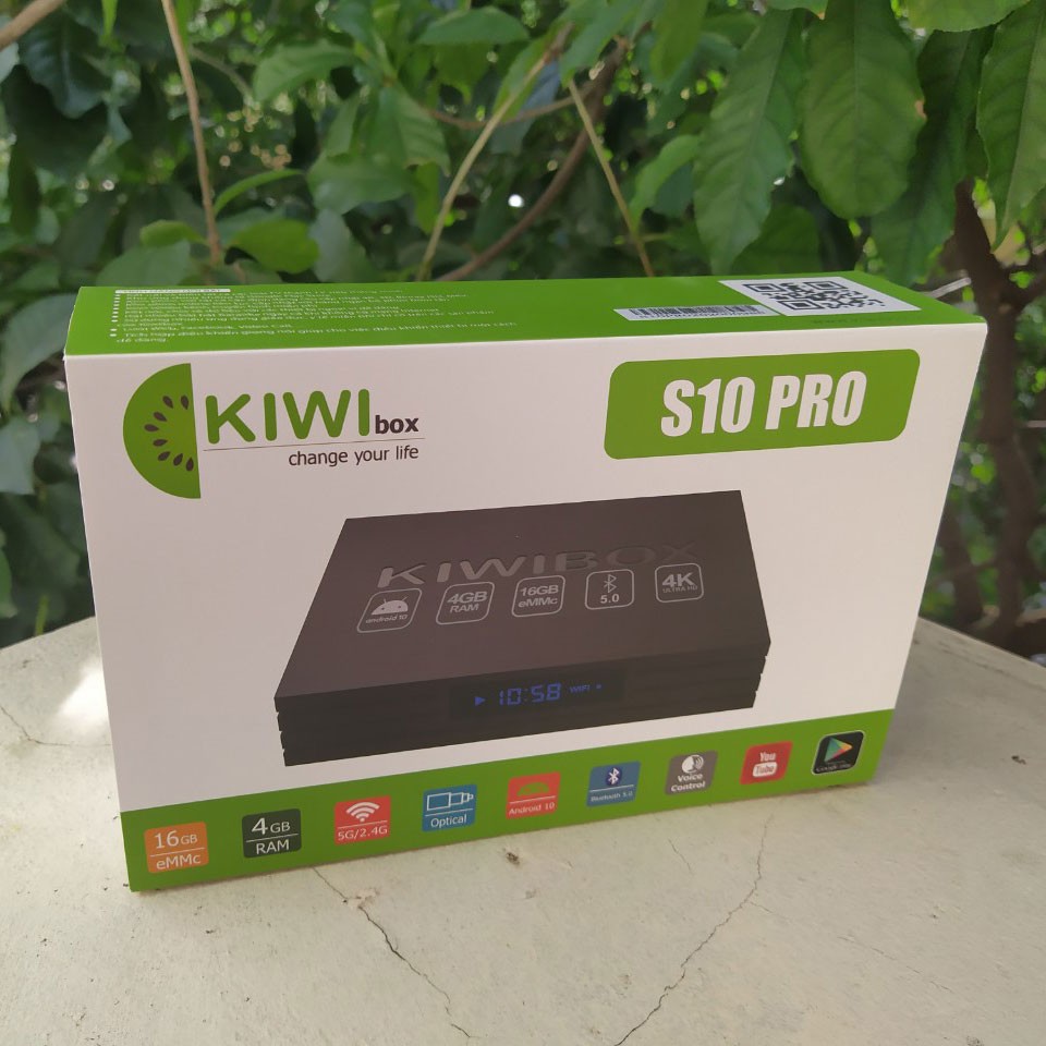 Kiwibox S10 PRO RAM 4G, android box chính hãng KIWI, tích hợp bluetooth 5.0, cổng quang, bảo hành 12 tháng