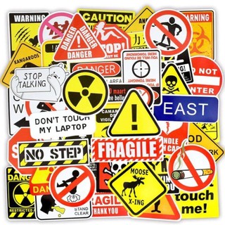 Set 100 sticker Warning cá tính dán trang trí chống thấm nước