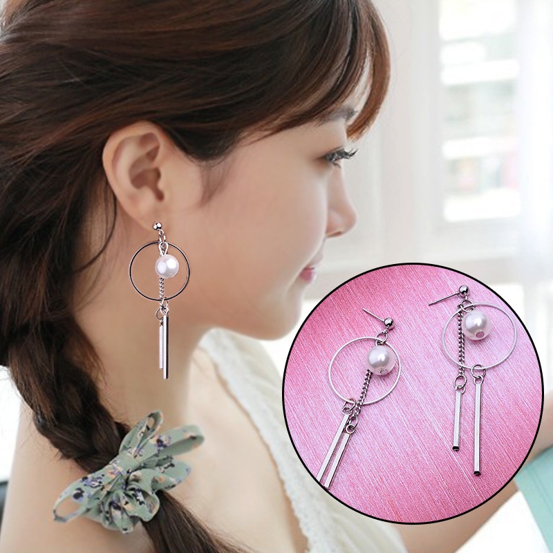 Đôi Khuyên Tai Dài Đính Ngọc Trai Thời Trang Cho Nữ