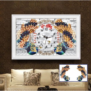 Tranh đính đá Đồng hồ vợ chồng Y8065 80x51cm