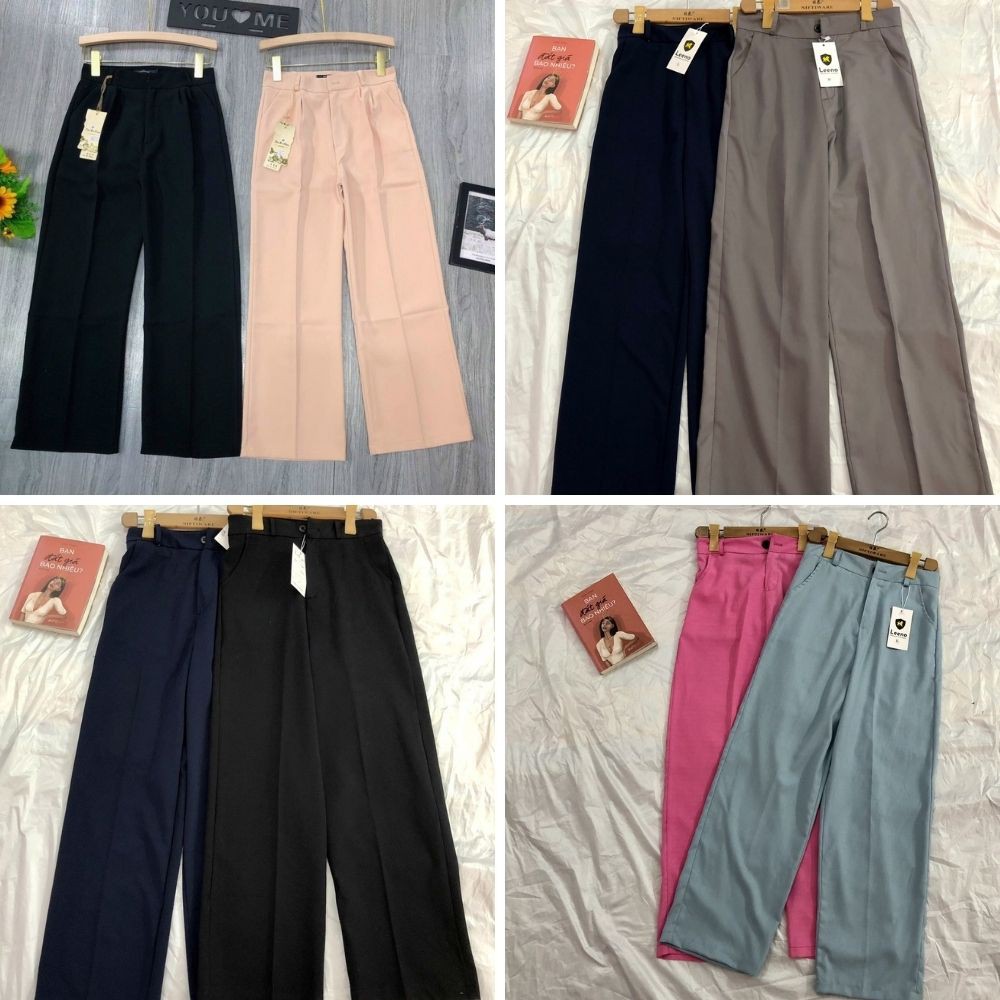 Quần ống rộng nữ culottes xuông dài 💥 Quần ống suông khoá trước