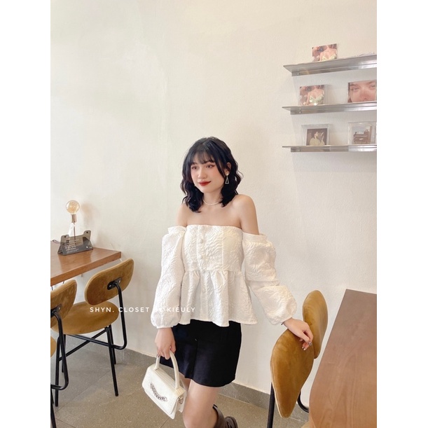 [RẺ VÔ ĐỊCH- Hàng Sẵn] Áo trễ vai hoa gấm tay lỡ , Áo hở vai gấm hoa xinh xắn[KÈM ẢNH THẬT]