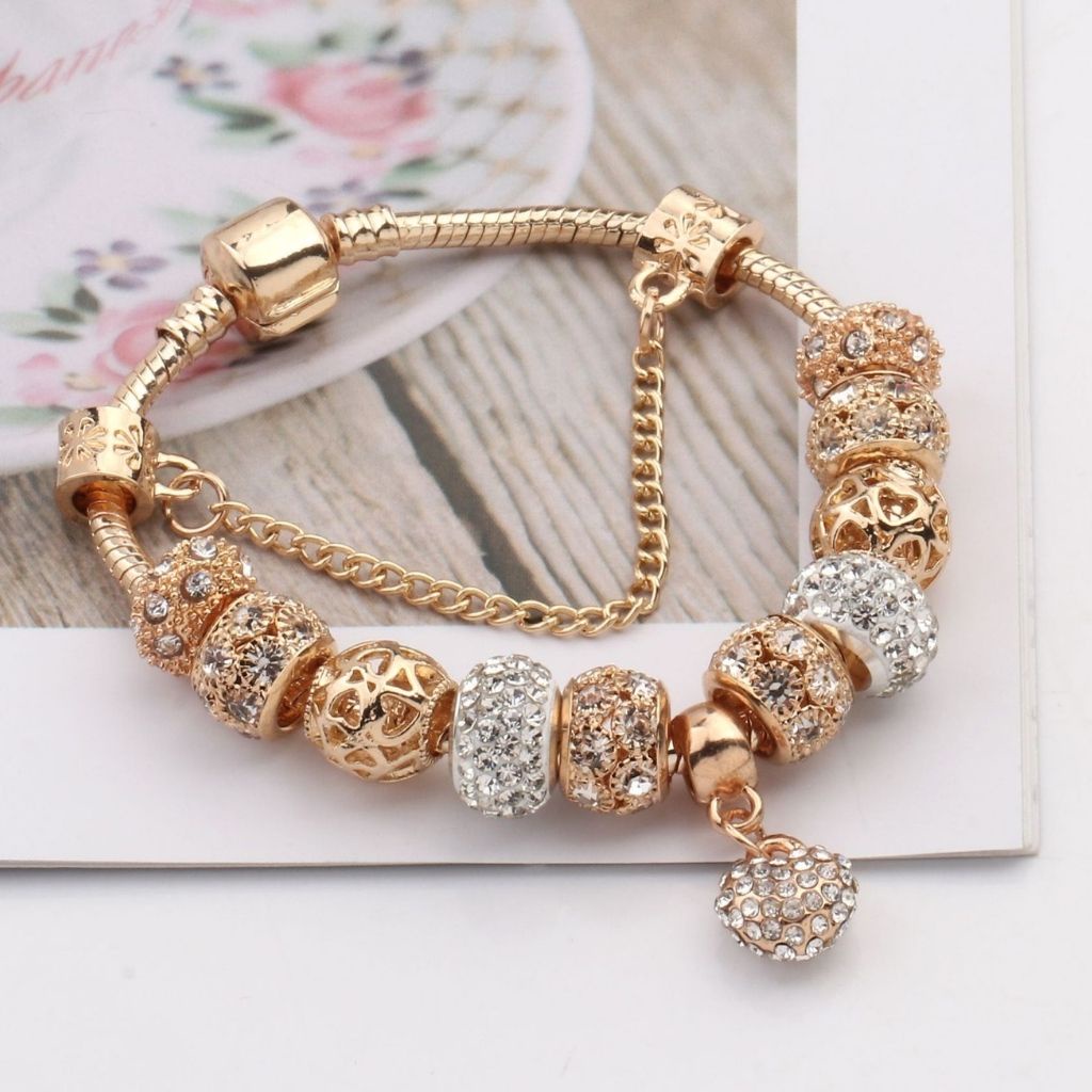 Lắc tay không gỉ Lux Jewelry, vòng tay pan mềm mạ vàng hồng - LUX779