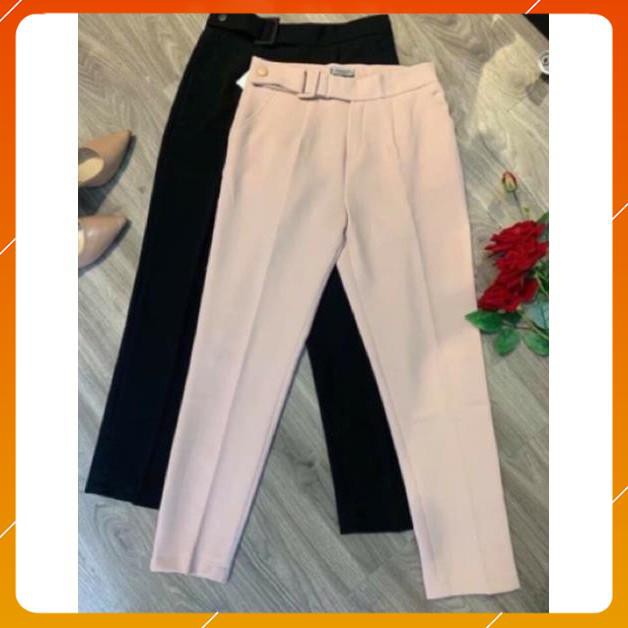 Quần vải nữ form đẹp [HÀNG THIẾT KẾ] Quần tây nữ lưng cao đai vuông cúc lệch chất vải tuyết mưa lên dáng chuẩn | BigBuy360 - bigbuy360.vn