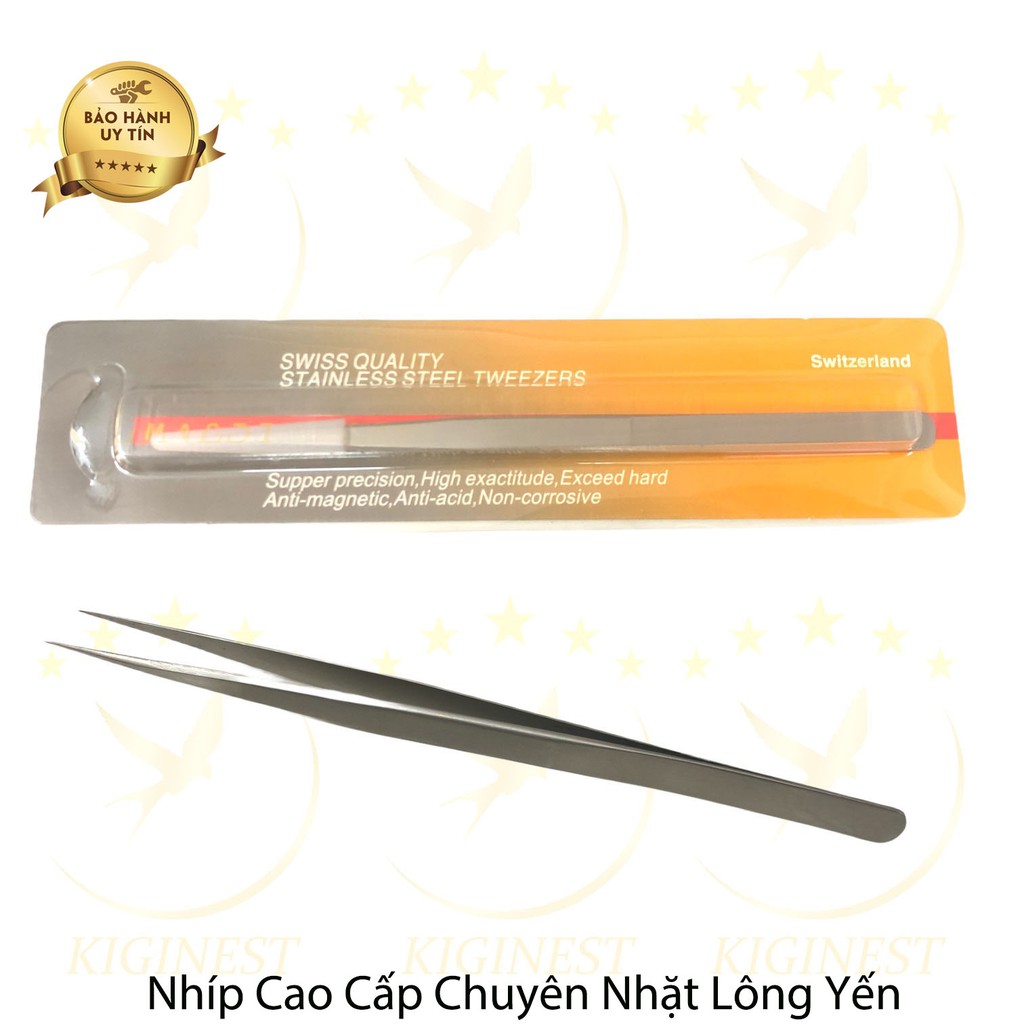 Nhíp Bìa Cam Đầu Nhọn Chuyên Nhặt Lông Yến, Nối Mi, Gắp Linh Kiện Điện Tử