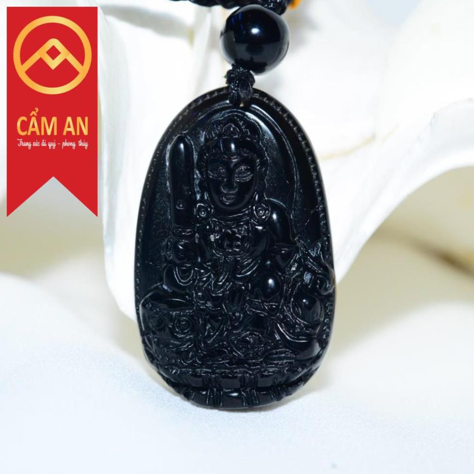 Mặt dây bản mệnh màu đen đá t.ự nh.iên núi lửa Obsidian  phù hợp mệnh Kim, mệnh Thủy và mệnh Mộc
