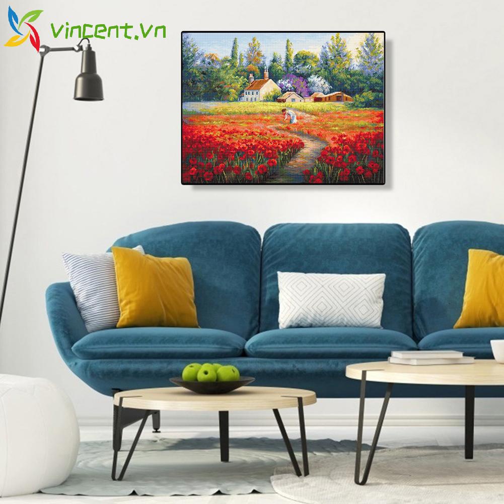 Set tranh thêu chữ thập hình hoa tulip đẹp mắt 11CT DIY