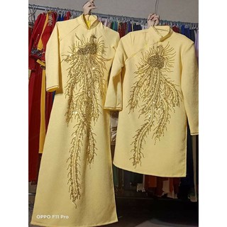 Áo dài cặp dâu rễ ảnh thật shop tự chụp