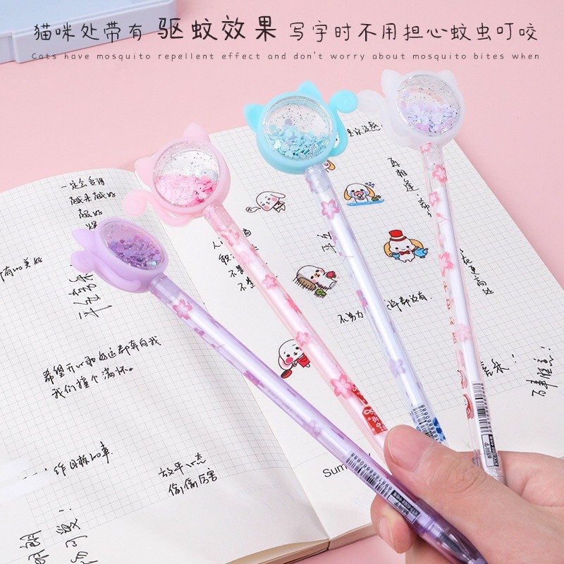 Bút bi nước mèo lấp lánh