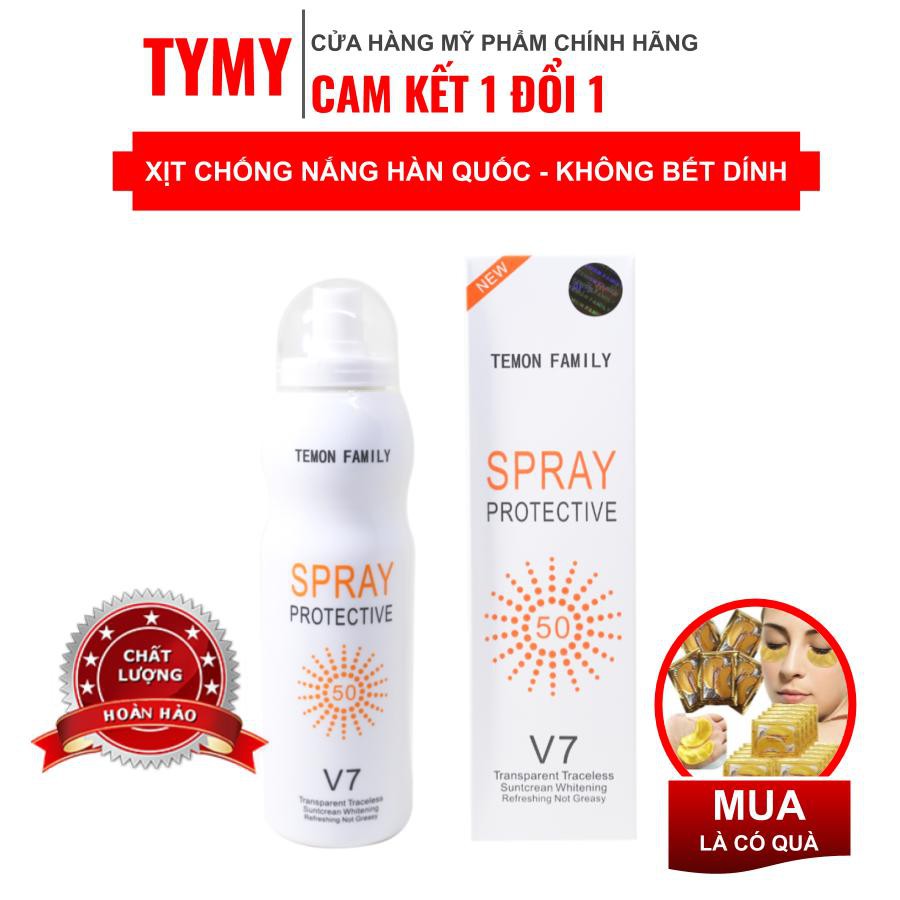 Xịt chống nắng V7 Hàn Quốc Spf 50++ Kiềm dầu tốt ,bật tone trắng da [ Hàng Chính Hãng Hàn ]