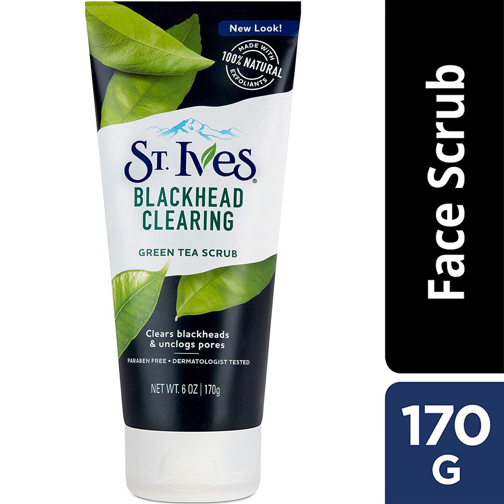 [Hàng Chính Hãng] Tẩy Da Chết Làm Sạch Mụn Đầu Đen Chiết Xuất Trà Xanh St.Ives Blackhead Clearing Green Tea Scrub 170g