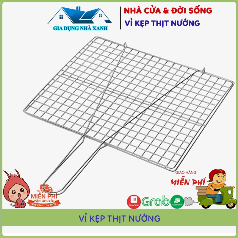 Vỉ Nướng Inox, Kẹp Nướng Thịt, Chả, Nướng Thực Phẩm Than Hoa Cao Cấp