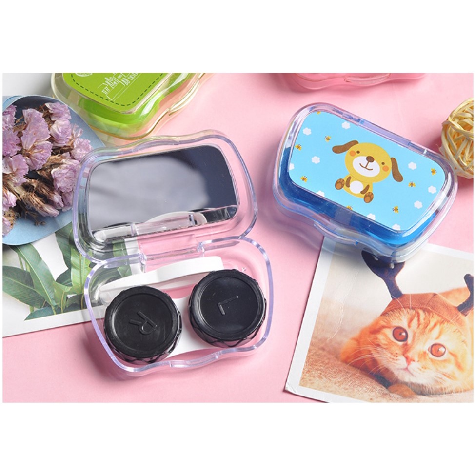 Hộp đựng kính áp tròng khay gương dụng cụ đeo lens khay đựng lens