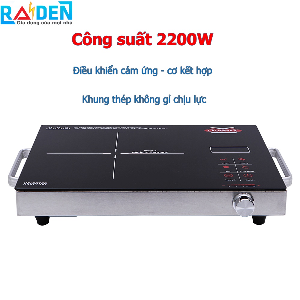 Bếp hồng ngoại 2200W Ladomax HA-666 điều khiển cảm ứng, khung thép không gỉ chắc chắn - Màu inox