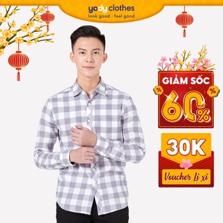 Áo sơ mi nam YODY caro tay dài thời trang SMM4079