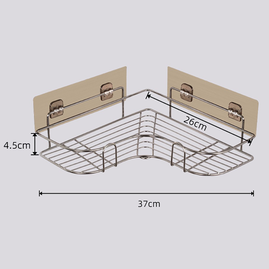 Kệ Góc Inox Không Gỉ Dán Tường Nhà Tắm Phòng Bếp