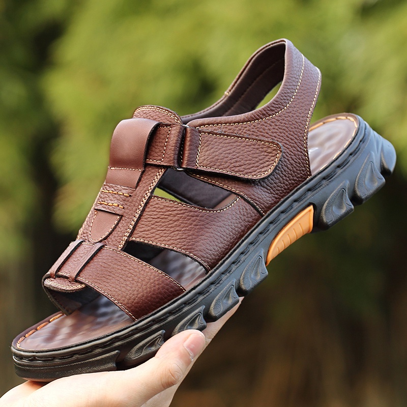 Giày Sandal Da Bò Mềm Chống Trượt Size 36-46 Cho Nam Đi Biển