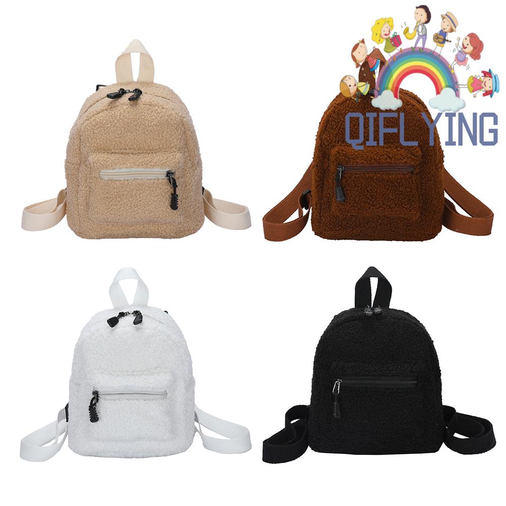 Balo mini vải lông cừu màu trơn phong cách vintage thời trang thu đông cho nữ