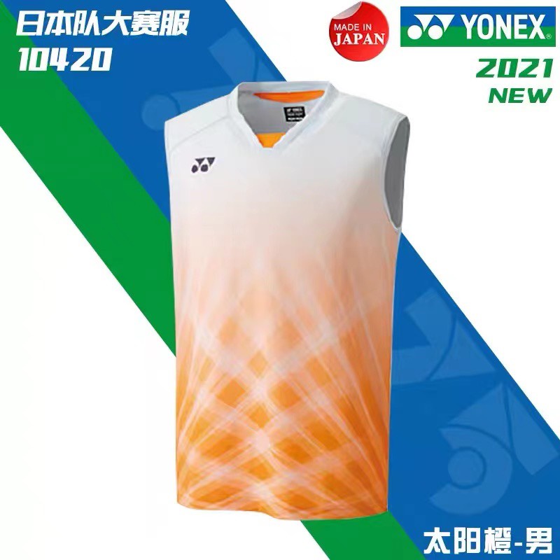 M nam - Áo cầu lông Yonex 6998 sát nách Trắng cam (Nam)
