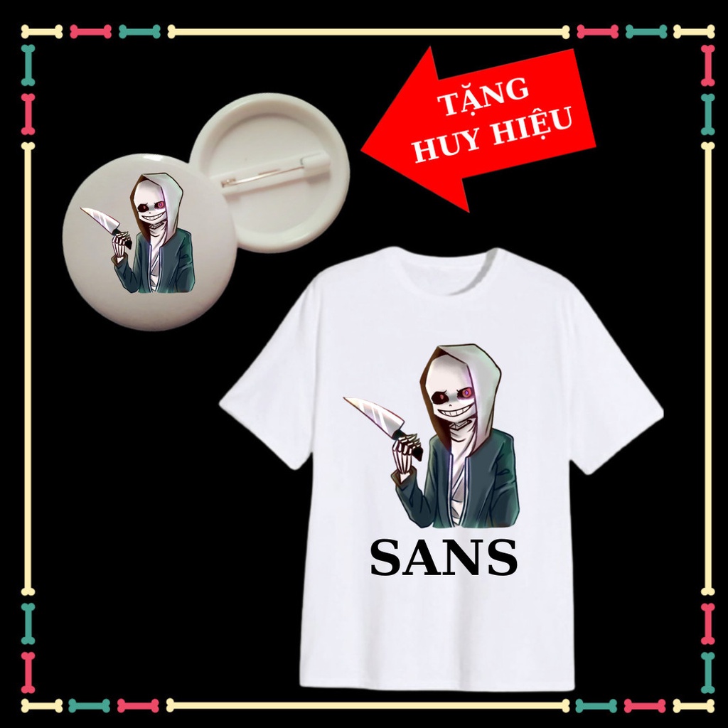 Mẫu Áo hot Game Undertale Bé Sans trẻ em siêu ngầu, kèm huy hiệu Sans